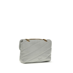 PINKO Gray Calf Leather Bos Taurus Shoulder Bag