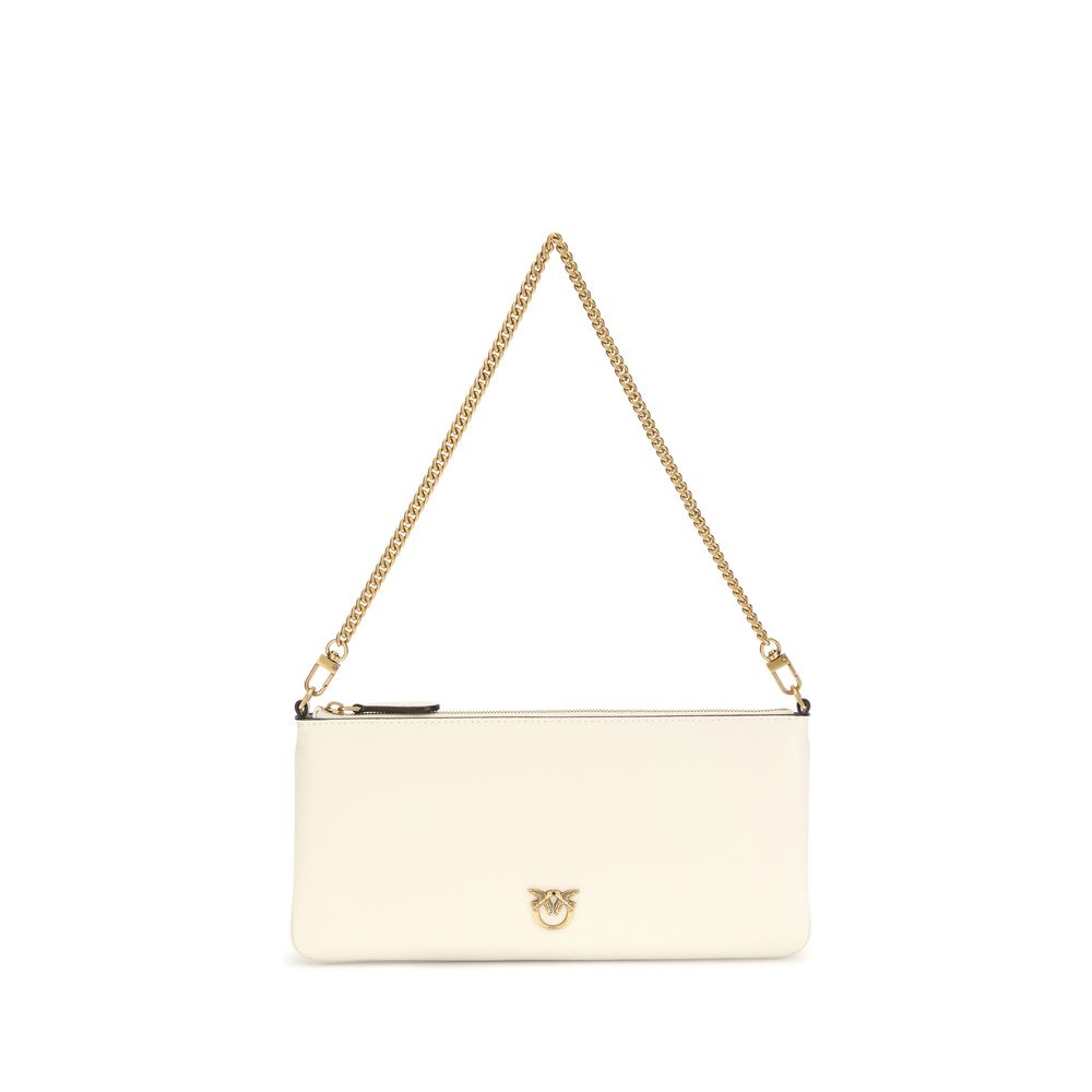 PINKO White Calf Leather Bos Taurus Shoulder Bag