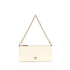 PINKO White Calf Leather Bos Taurus Shoulder Bag