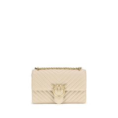PINKO Beige Calf Leather Bos Taurus Shoulder Bag