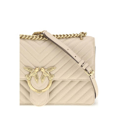 PINKO Beige Calf Leather Bos Taurus Shoulder Bag