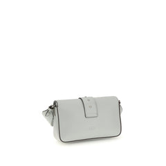 PINKO Gray Calf Leather Bos Taurus Shoulder Bag