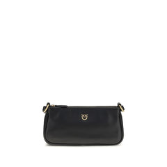 PINKO Black Calf Leather Bos Taurus Shoulder Bag