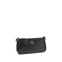 PINKO Black Calf Leather Bos Taurus Shoulder Bag