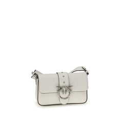 PINKO White Calf Leather Bos Taurus Shoulder Bag