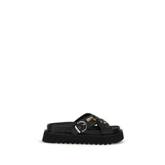 PINKO Black Goatskin Platform Sandals