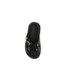 PINKO Black Goatskin Platform Sandals