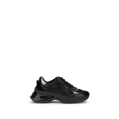 PINKO Black Calf Leather Bos Taurus Chunky Sneakers