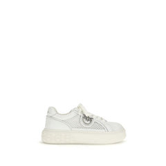 PINKO White Calf Leather Bos Taurus Platform Sneakers