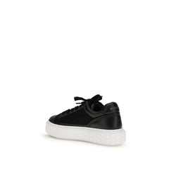 PINKO Black Calf Leather Bos Taurus Platform Sneakers
