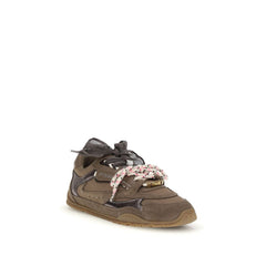 PINKO Brown Calf Leather Bos Taurus Chunky Sneakers