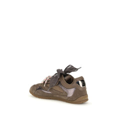 PINKO Brown Calf Leather Bos Taurus Chunky Sneakers