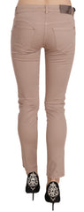 CRISTINAEFFE Brown Low Waist Slim Fit Skinny Cotton Pants