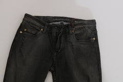 PLEIN SUD Cotton Black Washed Low Waist Skinny Denim Jeans