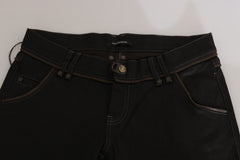 John Galliano Cotton Black Mid Waist Skinny Denim Jeans