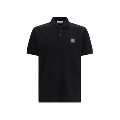 Stone Island Black Cotton Polo Shirt