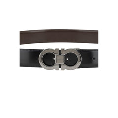 Ferragamo Black Calf Leather Bos Taurus Regular Belt