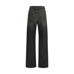Versace Black Cotton Straight-Leg Jeans