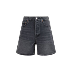 Agolde Black Cotton Bermuda Shorts