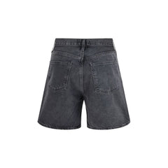 Agolde Black Cotton Bermuda Shorts