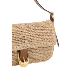 Staud Beige Raffia Shoulder Bag