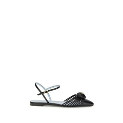 Valentino Garavani Black Calf Leather Bos Taurus Ballet Flats