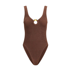 Hunza G Brown Polyamide One-Piece Swimsuit