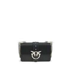 PINKO Black Calf Leather Bos Taurus Shoulder Bag