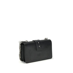 PINKO Black Calf Leather Bos Taurus Shoulder Bag