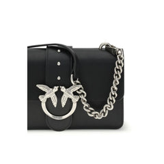 PINKO Black Calf Leather Bos Taurus Shoulder Bag
