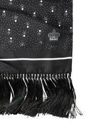 Dolce & Gabbana Black White Silk Dotted Print Foulard 140cm X 15cm Scarf