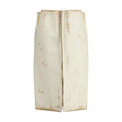 Prada White Calf Leather Bos Taurus Midi Skirt