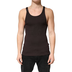 Dolce & Gabbana Brown Cotton Ribbed Sleeveless Tank Top  T-shirt
