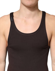 Dolce & Gabbana Brown Cotton Ribbed Sleeveless Tank Top  T-shirt