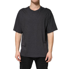 Dolce & Gabbana Dark Grey Cotton Crewneck Short Sleeve