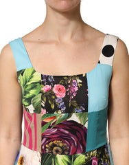 Dolce & Gabbana Multicolor Patchwork Silk Sleeveless Dress