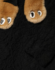 Dolce & Gabbana Black Lace Faux Fur Tiger Appliqué Sheath Dress