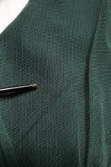 Dolce & Gabbana Green Ruched Mesh Sheer Sleeves Midi Dress