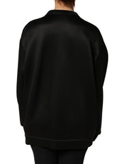 Dolce & Gabbana Black Embellished Logo Crystal Sweatshirt Top
