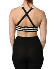 Dolce & Gabbana Black Floral Silk Satin Crop Logo Bralette Top