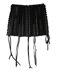 Dolce & Gabbana Black Lace-Up Waist Cincher Bustier Corset Top