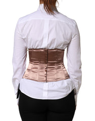 Dolce & Gabbana Rose Gold Waist Cincher Drawstring Corset Top