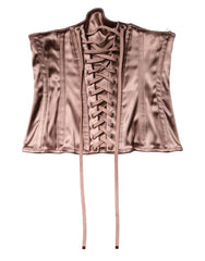 Dolce & Gabbana Rose Gold Waist Cincher Drawstring Corset Top