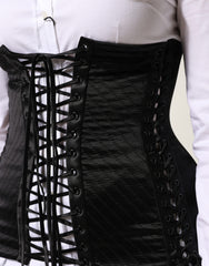 Dolce & Gabbana Black Silk Lace-Up Waist Cincher Corset Top