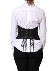 Dolce & Gabbana Black Polyester LaceUp Waist Cincher Corset Top