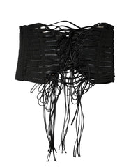 Dolce & Gabbana Black Polyester LaceUp Waist Cincher Corset Top