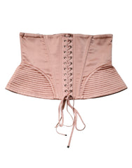 Dolce & Gabbana Pale Pink Silk LaceUp Waist Cincher Corset Top