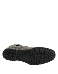 Dolce & Gabbana Metallic Leather Buckle Combat Boots Shoes