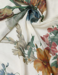 Dolce & Gabbana White Flower Vase Cashmere Stole Wrap 132cm x 128cm Scarf
