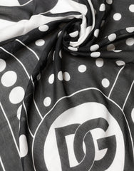 Dolce & Gabbana Black White Polka Dot Logo Stole Wrap 188cm x 116cm Scarf